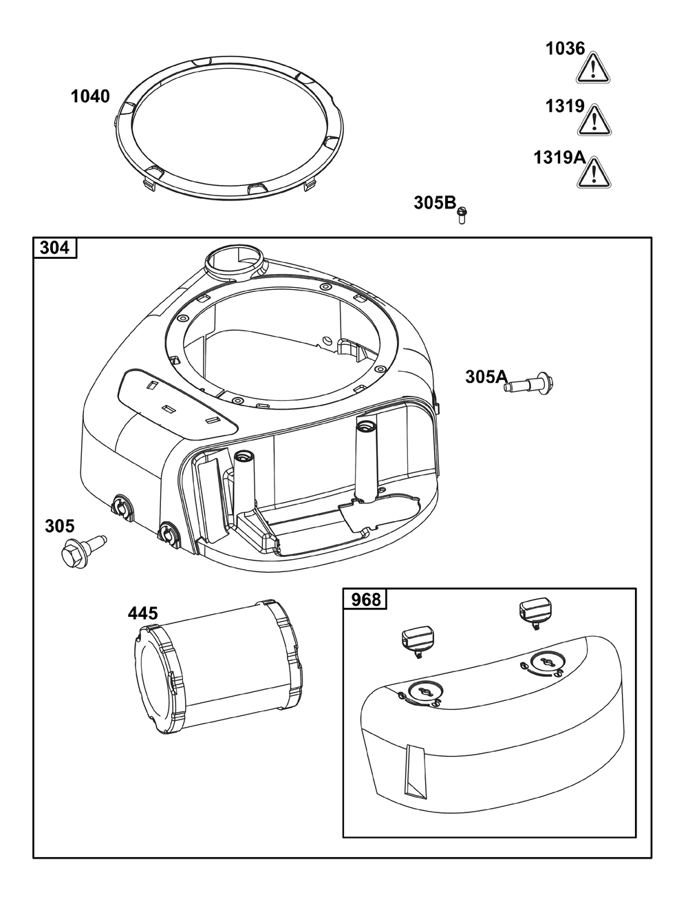 Blower Housing Group Diagram and Parts List for 21R807-0039-B5 200000 - 399999 Briggs and Stratton Engine